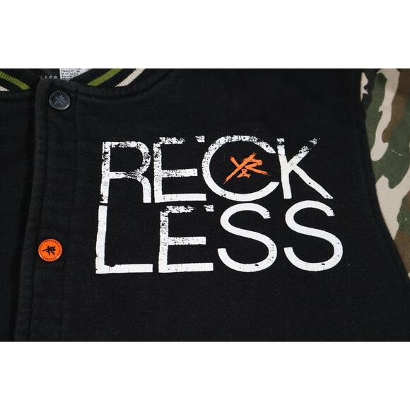 Young & Reckless Jacket Mens XL Black Camo Varsity Snap Button Streetwear Cult - Picture 3 of 6